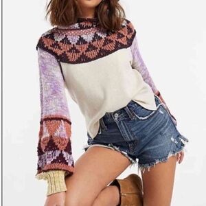 Chic Multicolor Geometric Sweater